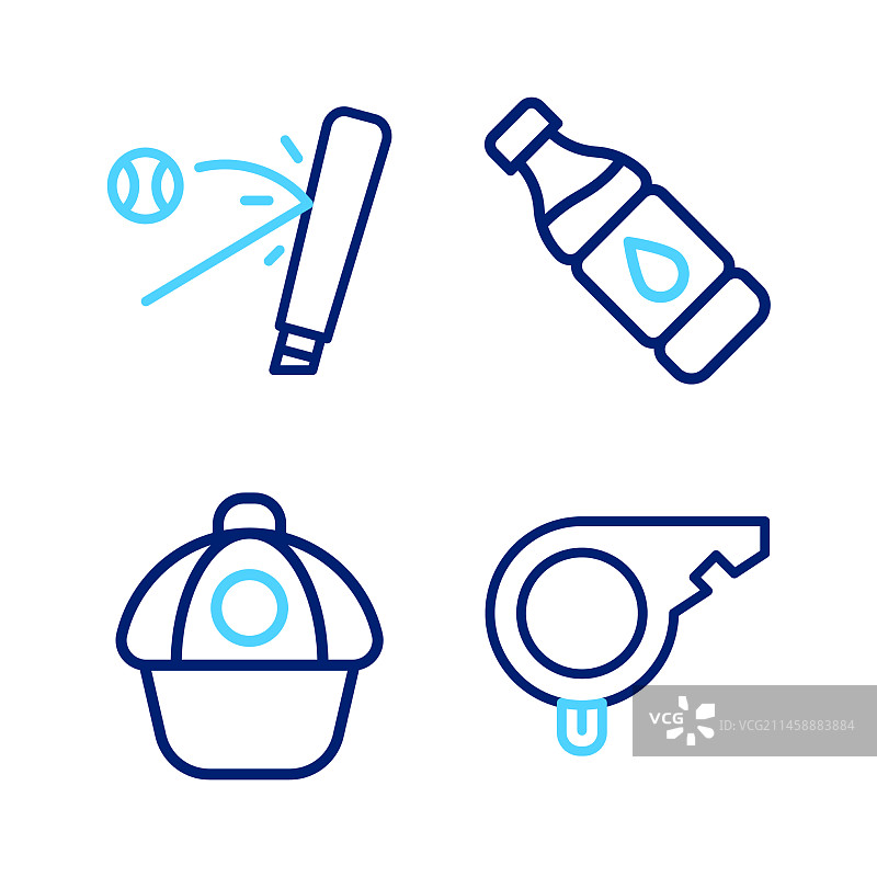 口哨、棒球帽、瓶装水等线条设计图片素材