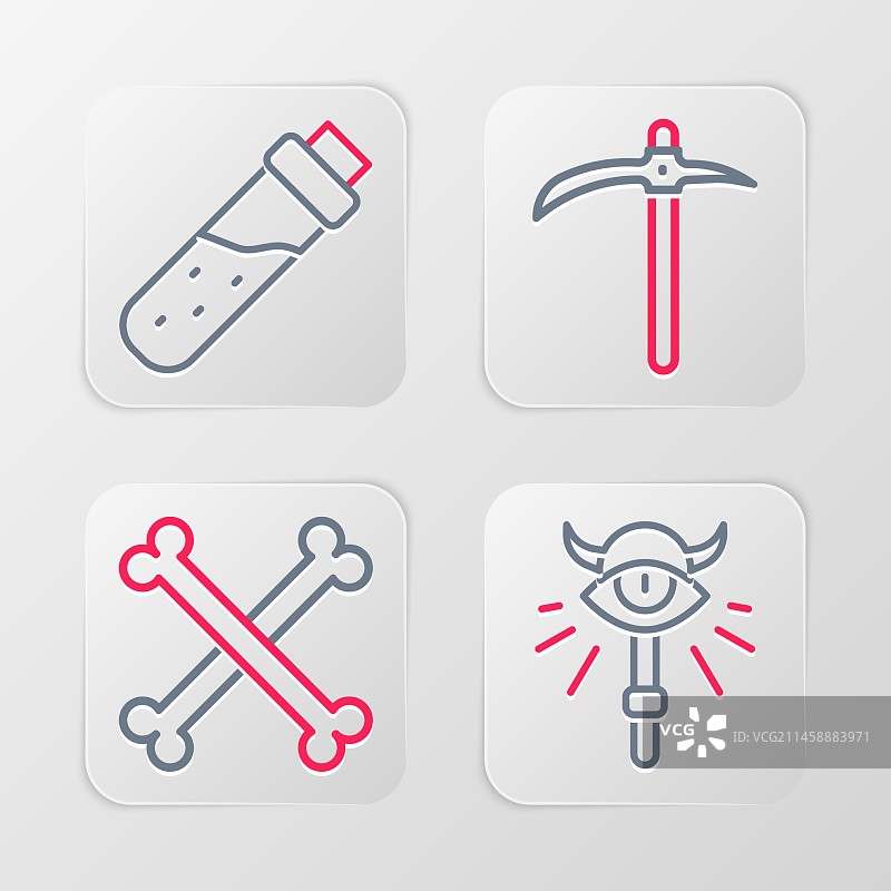 魔法杖、交叉的人骨、镐图片素材