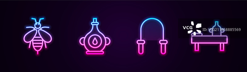 蜜蜂、精油瓶、跳绳与按摩图片素材