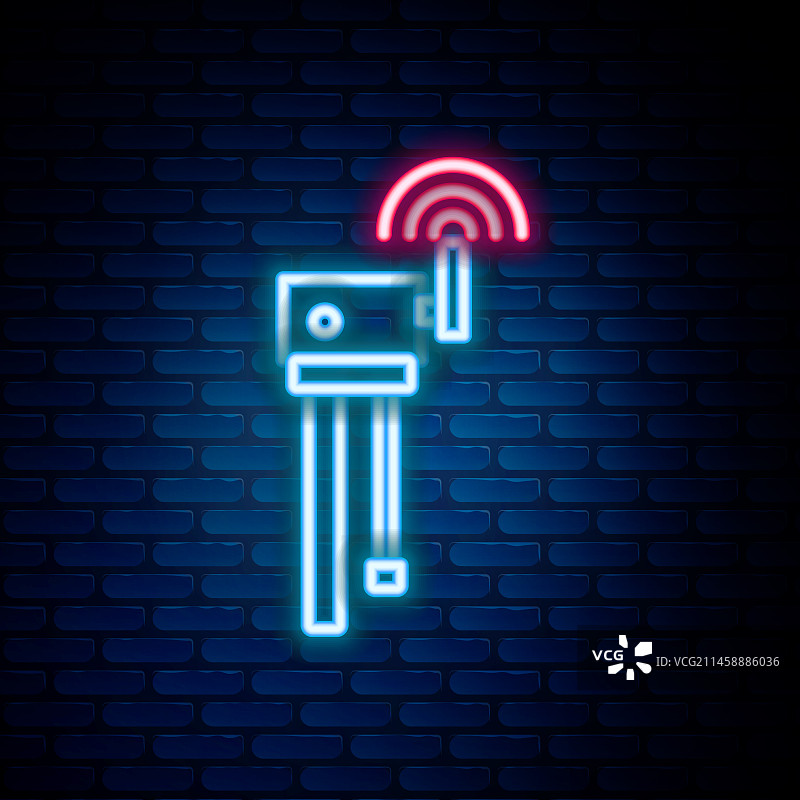 霓虹路由器和Wi-Fi信号符号图片素材