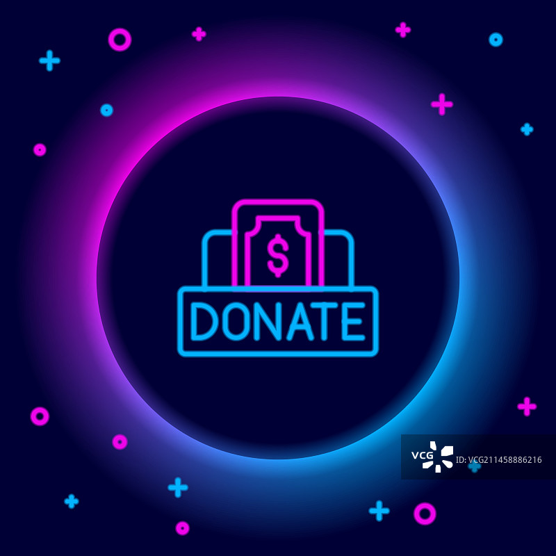 霓虹发光线条捐赠慈善图标图片素材