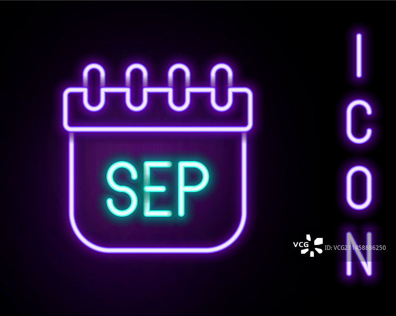 发光霓虹灯九月日历秋季图标图片素材