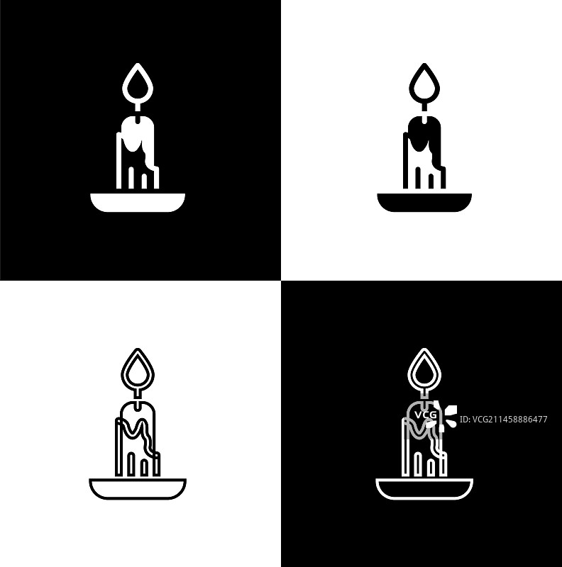 黑色背景上的燃烧蜡烛图标图片素材
