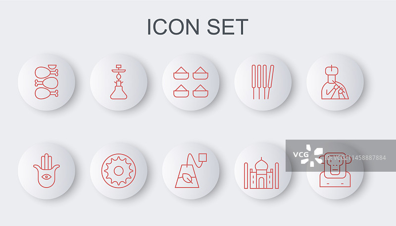 线条猴子、哈姆萨之手、印度香料和泰姬陵图片素材