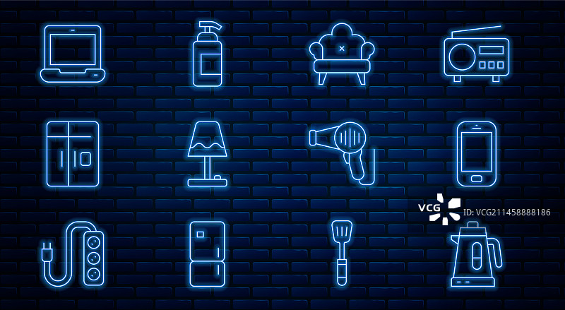 电热水壶手机沙发设置线稿图片素材