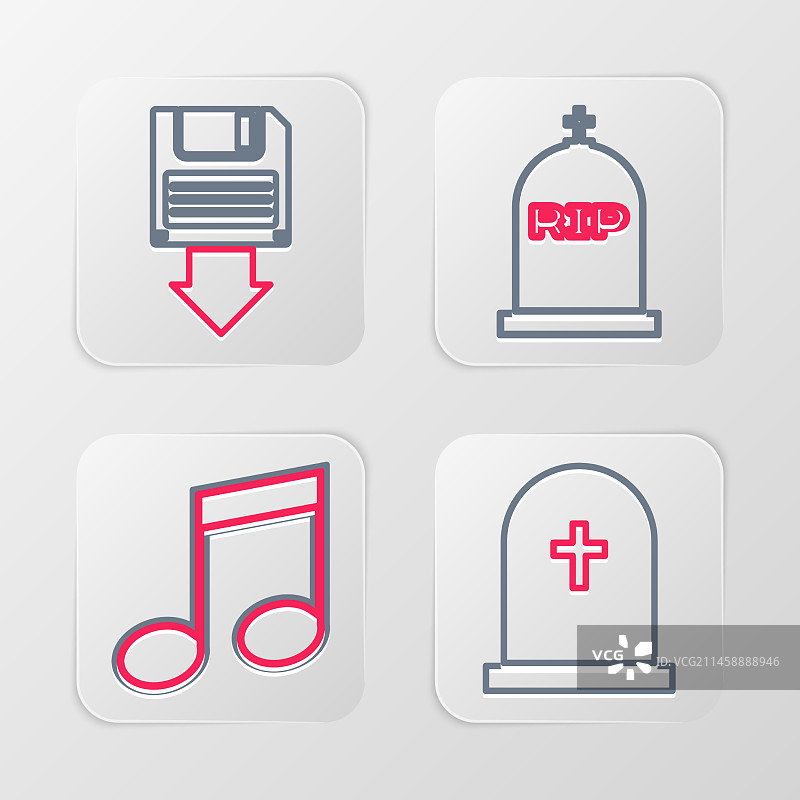 带十字架的墓碑、音符和RIP字样图片素材