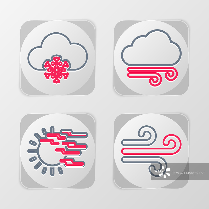 风、雾、阳光等天气图标图片素材