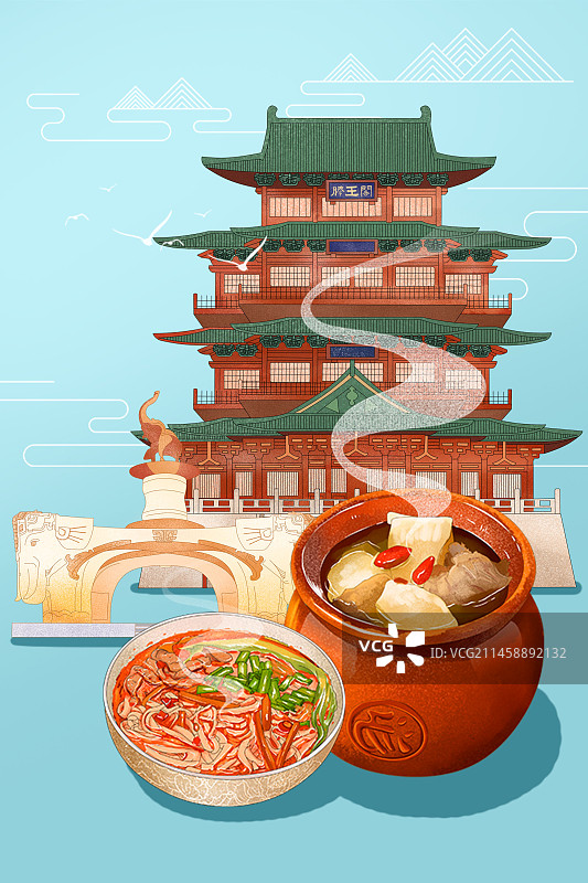 南昌南宁建筑美食图片素材