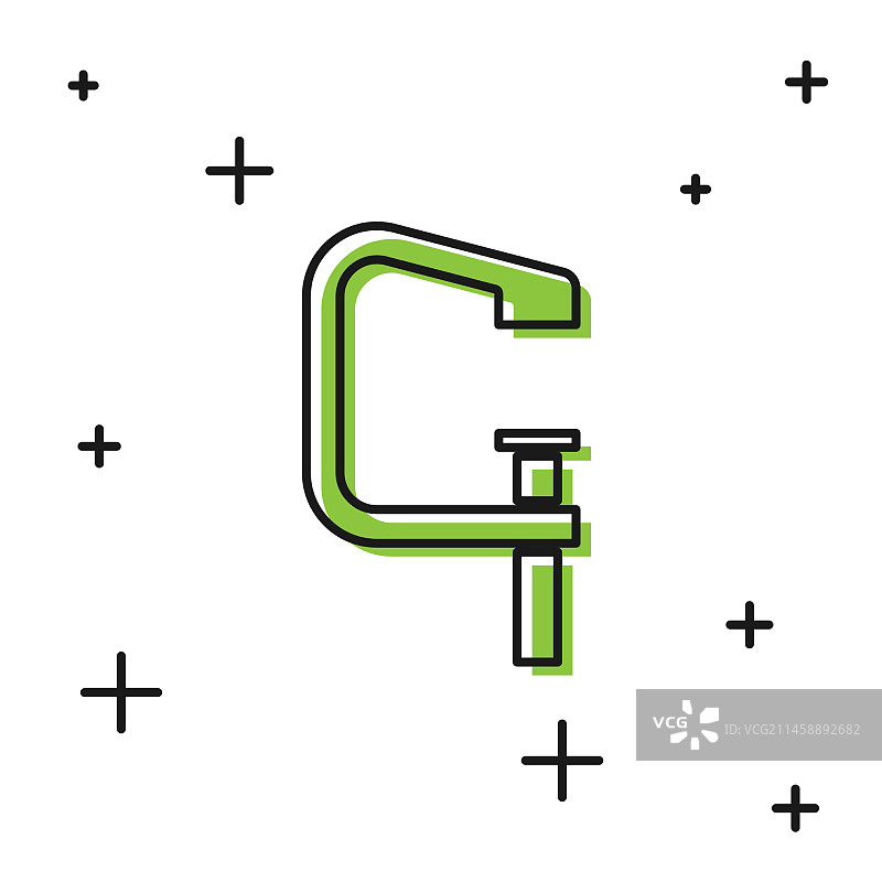 黑色夹具和螺丝工具图标图片素材