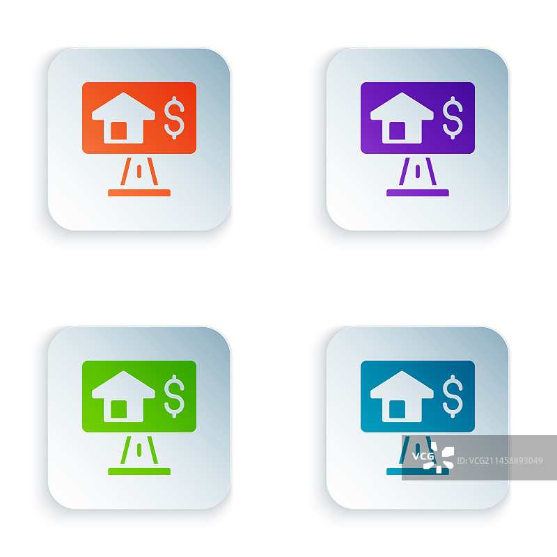 彩色在线房地产浏览器房屋图标图片素材