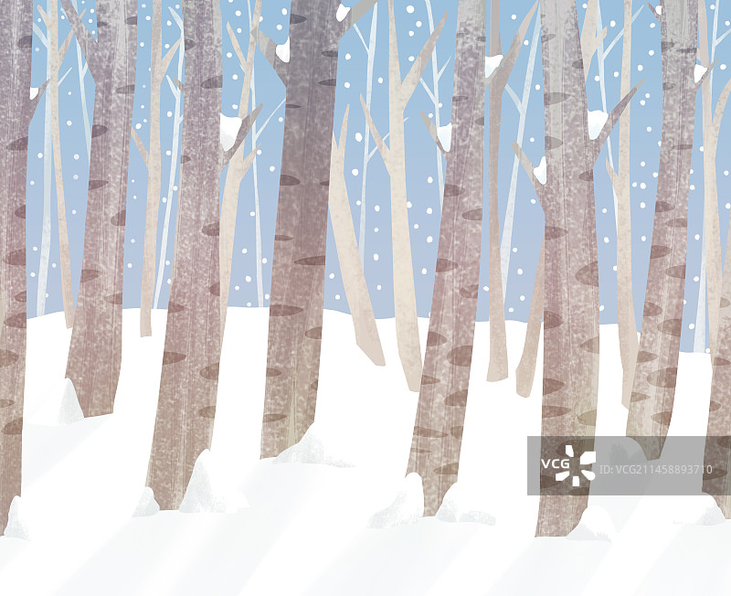 冬天下雪地树林风景插画图片素材