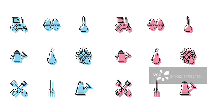 铲子和耙子花园拖拉机图片素材