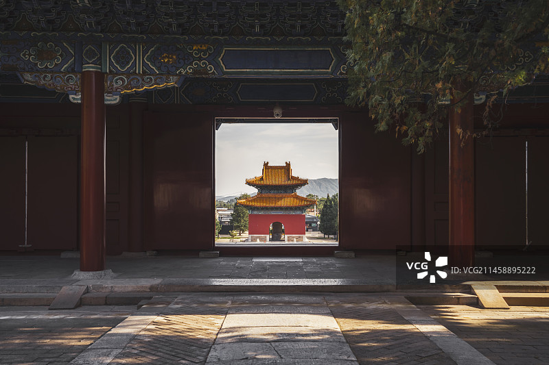 北京 明十三陵 昭陵祾恩门 神功圣德碑亭图片素材