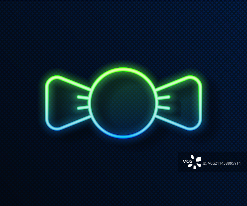 蓝色背景上的发光霓虹领结图标图片素材