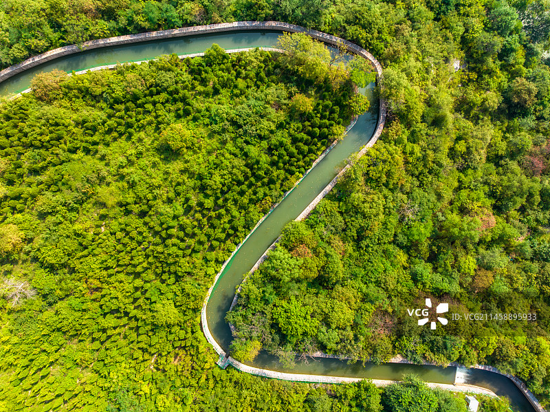 河南省安阳市林州市国家5A级景区红旗渠夏季航拍图片素材