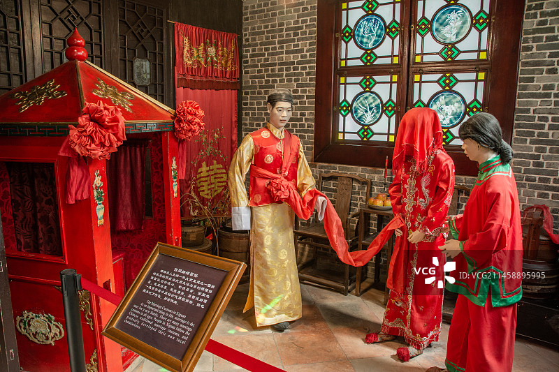 广州 西关婚嫁习俗 古代婚庆习俗 西关大屋内景 历史文化 结婚 广州传统习俗 婚礼 洞房  古代婚俗图片素材