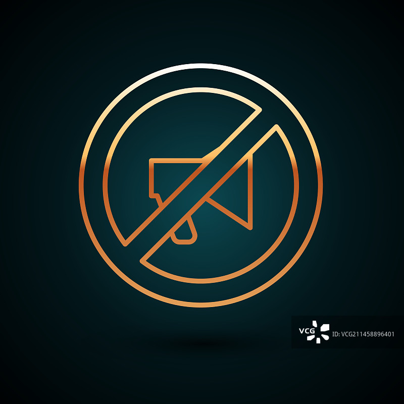 深色背景上的金色线条审查印章图标图片素材