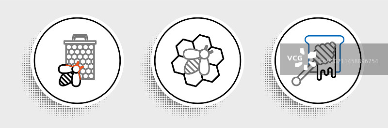 线条图标集：滴落蜂蜜的蜂蜜勺图片素材