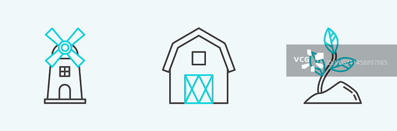 风车农舍概念线性组合图片素材