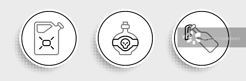 燃烧瓶、燃料罐等元素集合线条设计图片素材