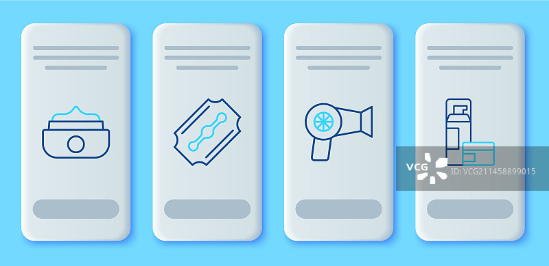 理发套装：剃须刀、吹风机、发蜡和发胶图片素材