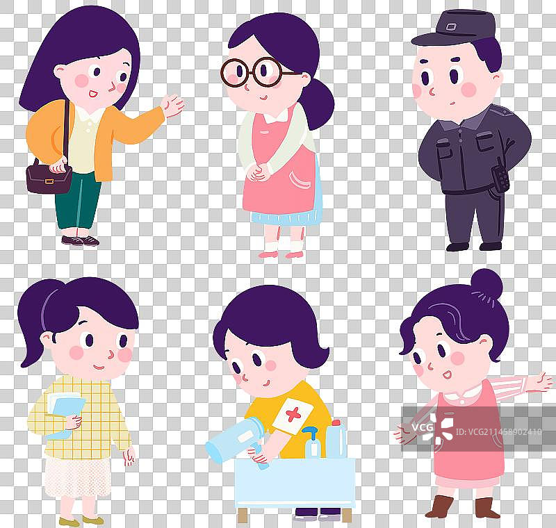 扁平风不同职业人物元素图片素材