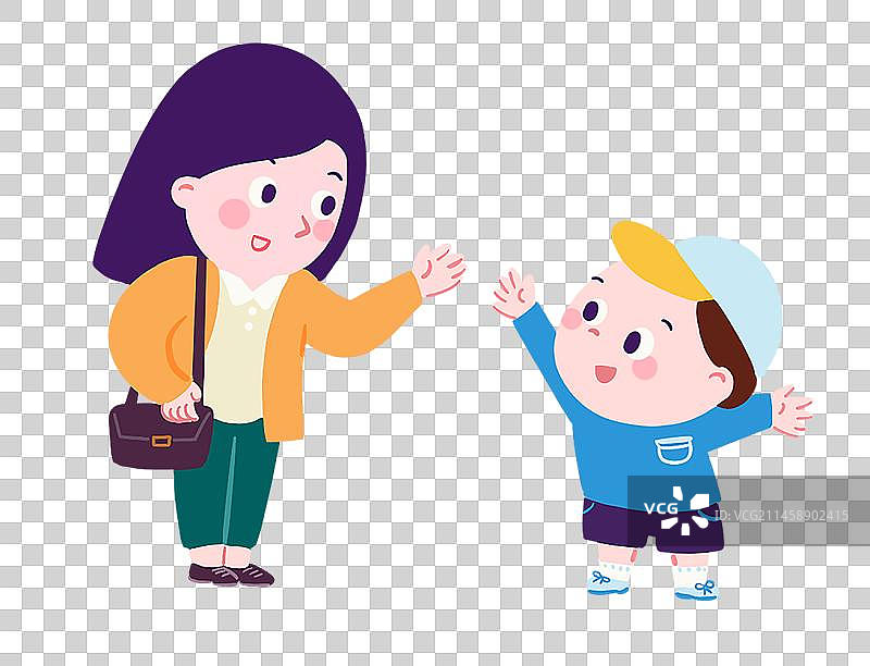 扁平风职场妈妈和孩子元素图片素材