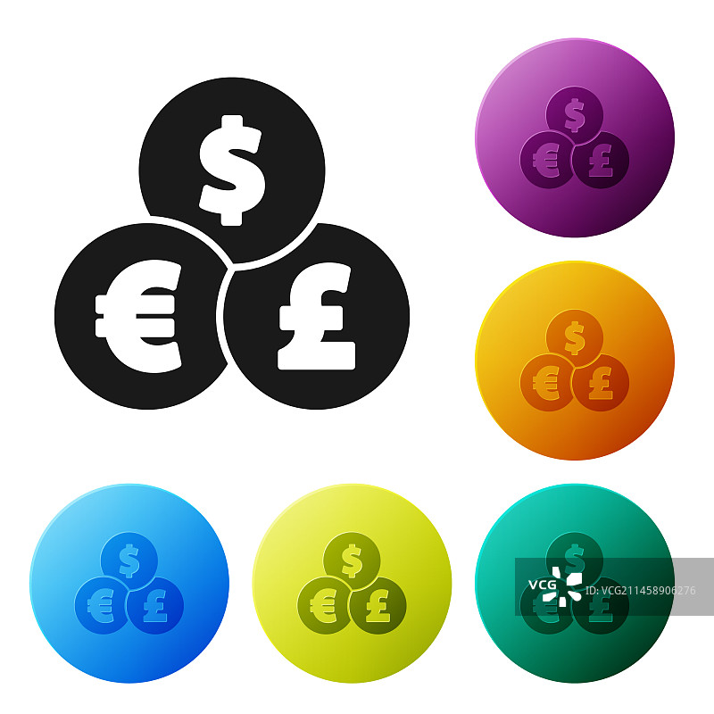 黑色货币兑换图标，白色背景图片素材