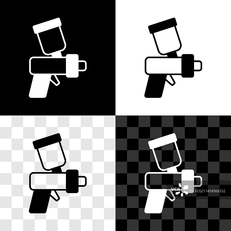 黑色背景上的喷漆枪图标套装图片素材