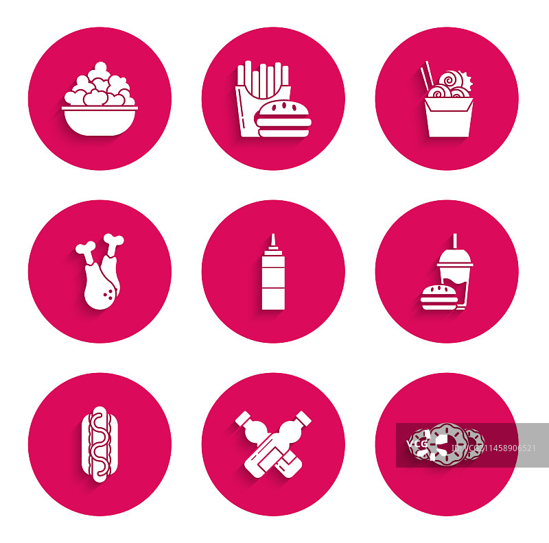 调味汁瓶、甜甜圈与甜釉、纸图片素材