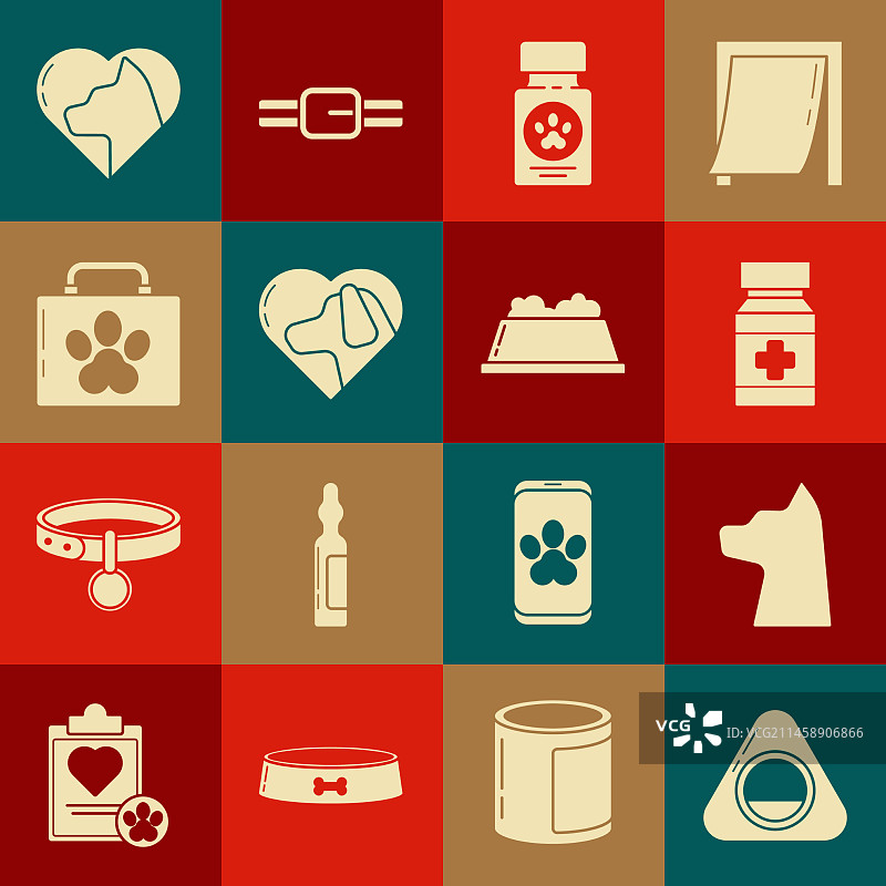 宠物床、猫狗药品和药丸套装图片素材