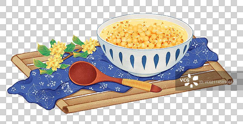 二十四节气处暑美食桂花鸡头米插画元素图片素材