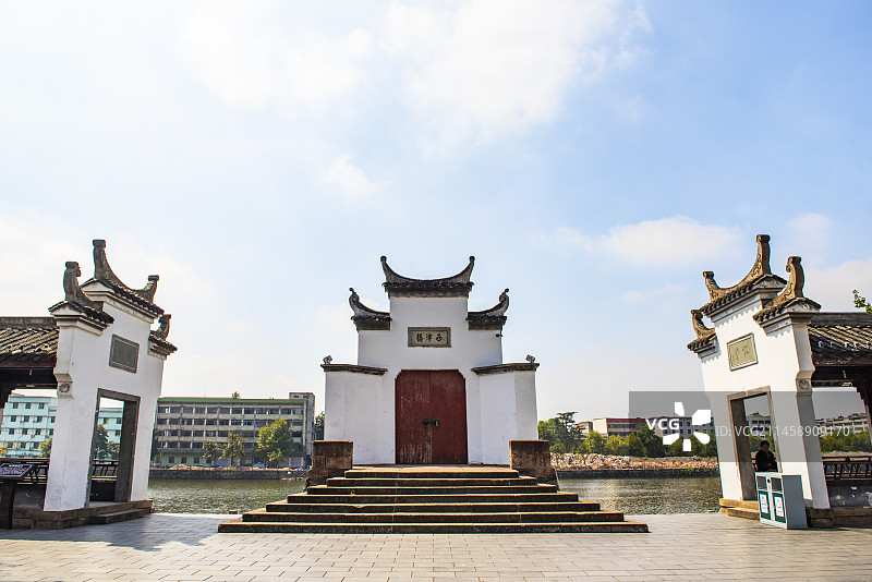 永康西津桥 徽派建筑 古典建筑 传统  廊桥 古廊桥 西津桥图片素材