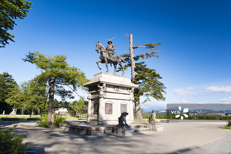 日本仙台市伊达政宗骑马像图片素材