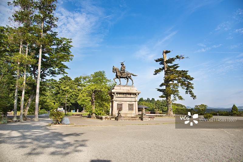 日本仙台市伊达政宗骑马像图片素材