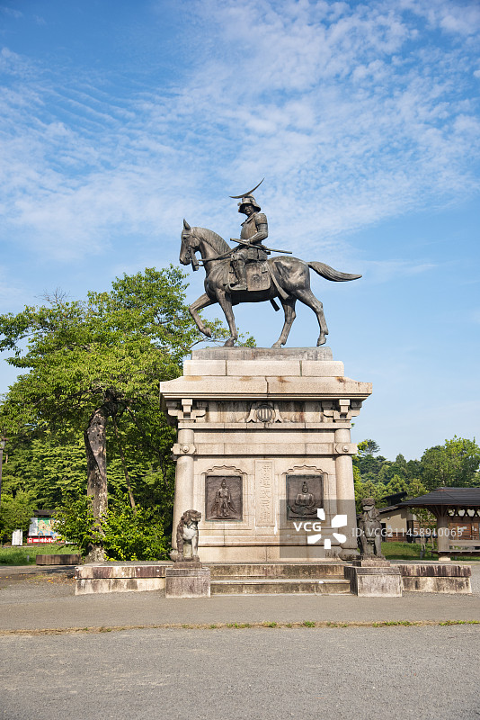 日本仙台市伊达政宗骑马像图片素材