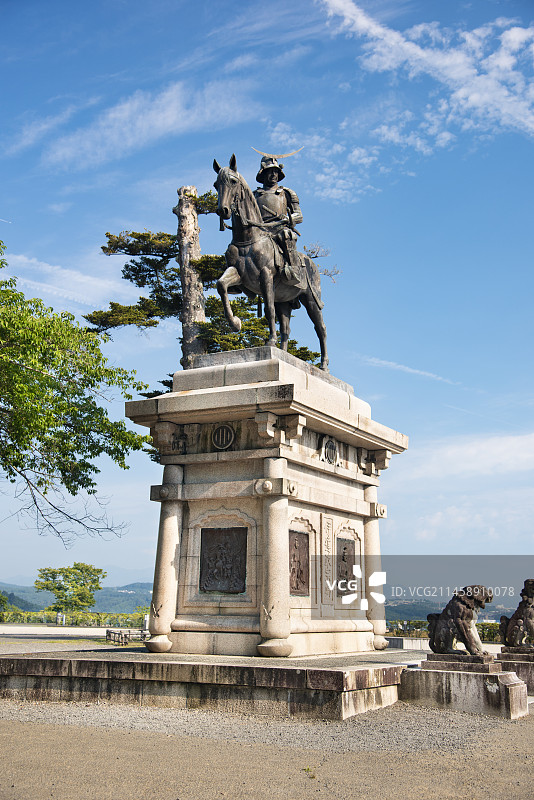 日本仙台市伊达政宗骑马像图片素材