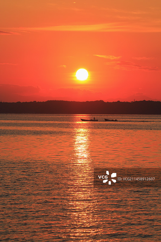 日本静冈滨名湖日出景观图片素材