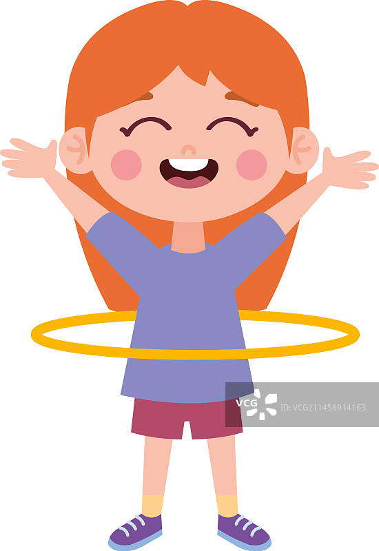 玩呼啦圈的快乐女孩图片素材
