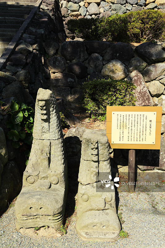 丸冈城石制鯱，日本福井县坂井市图片素材