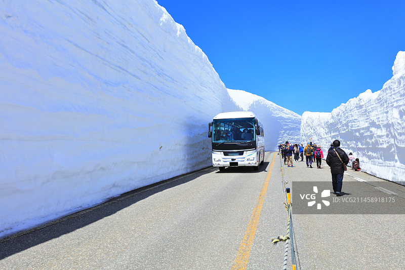 春季立山雪谷风光图片素材
