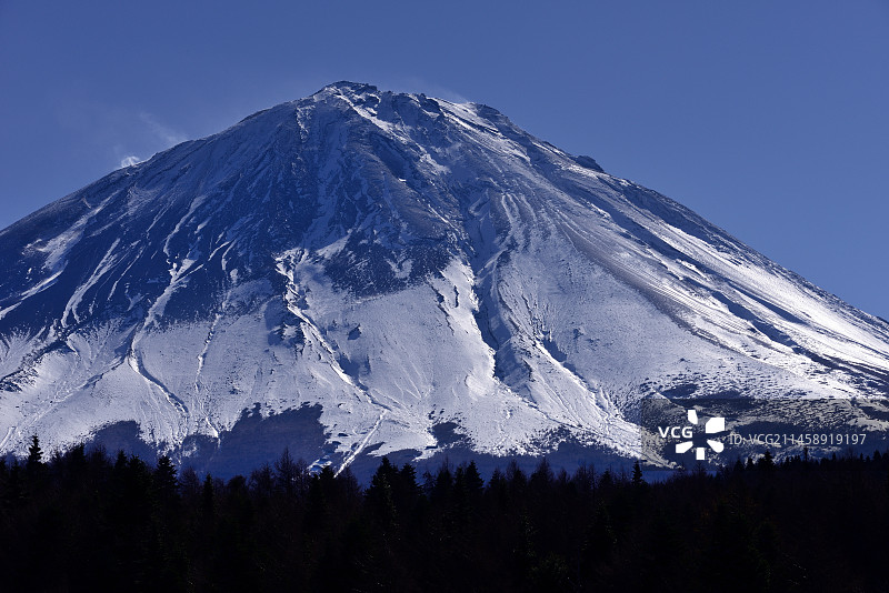 从日本鸣泽村眺望冬季富士山图片素材