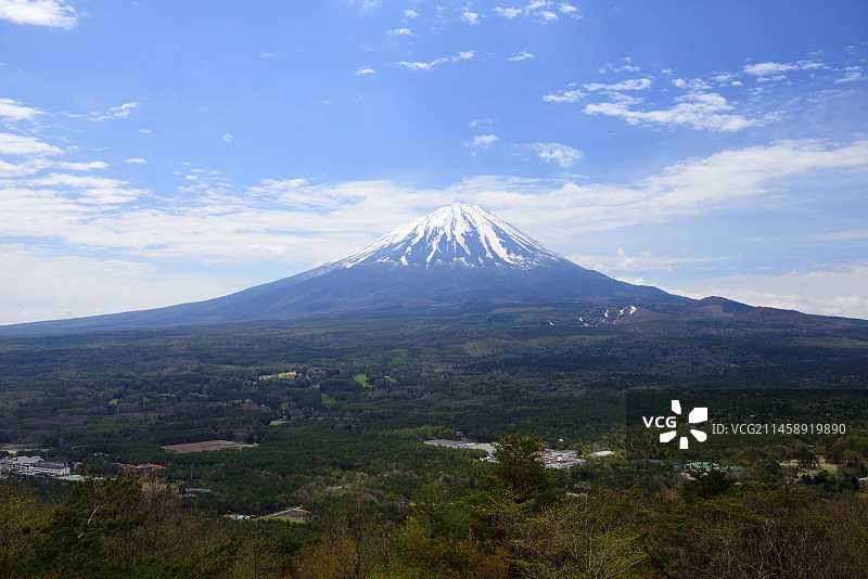 日本山梨县红叶台，初夏的富士山图片素材