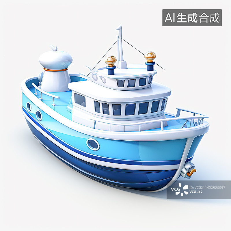 【AI数字艺术】卡通小船素材图片素材