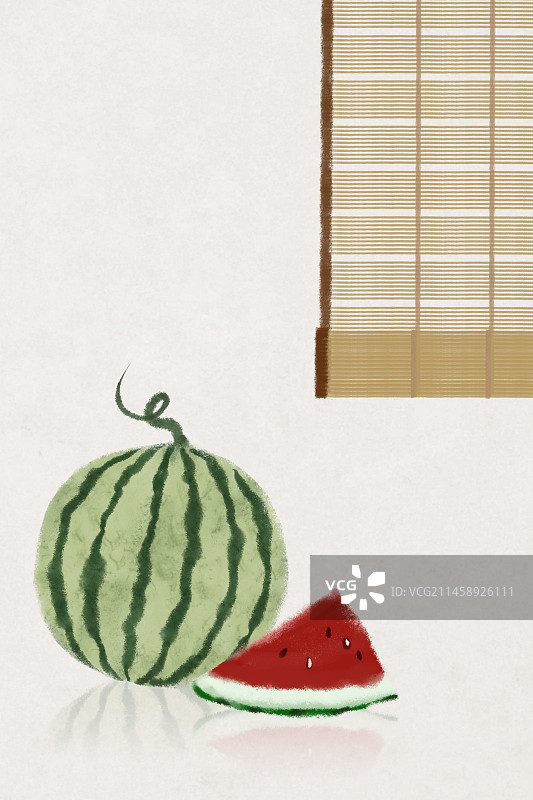 西瓜夏天中式插画图片素材