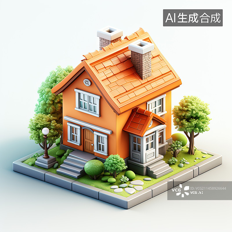 【AI数字艺术】可爱的卡通建筑图片素材