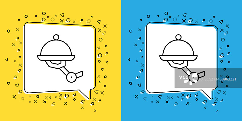 带盖餐盘服务员机器人线条设计图片素材