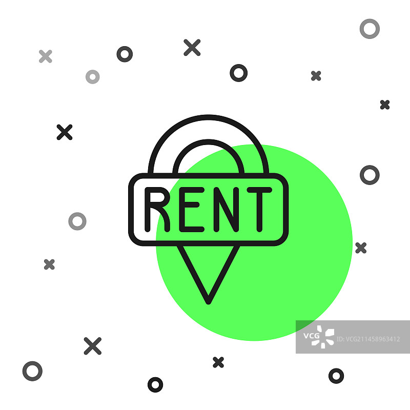 白色背景上孤立的黑色线条位置钥匙图标图片素材