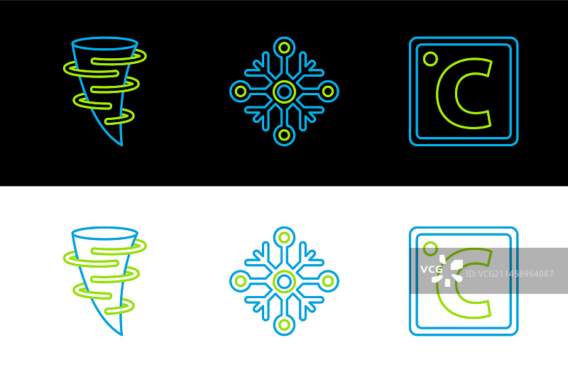 摄氏度、龙卷风和雪花图标图片素材