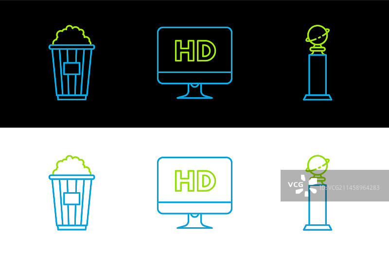 奖杯金球奖爆米花线稿素材图片素材